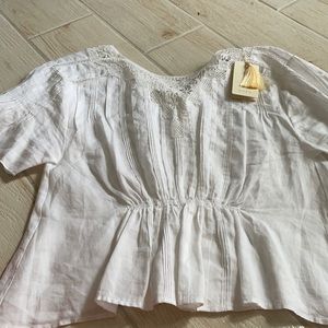 DOEN lace cut out white blouse